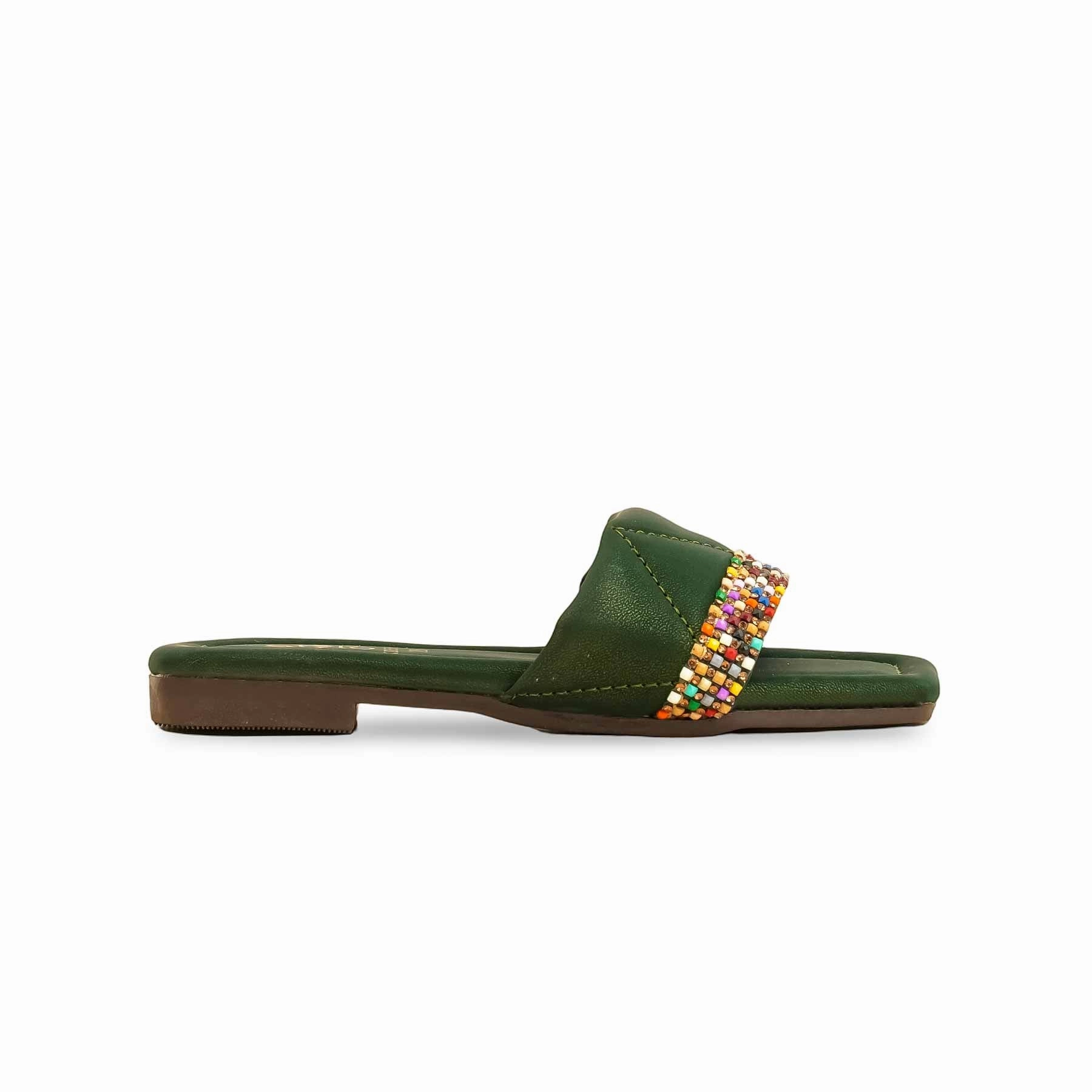 Shearling Mule Slippers Girls Green Casual Slipper KD5552