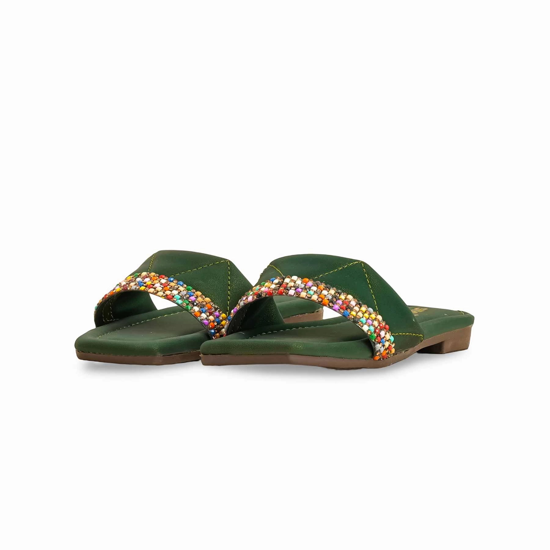 Battle Slippers Girls Green Casual Slipper KD5552