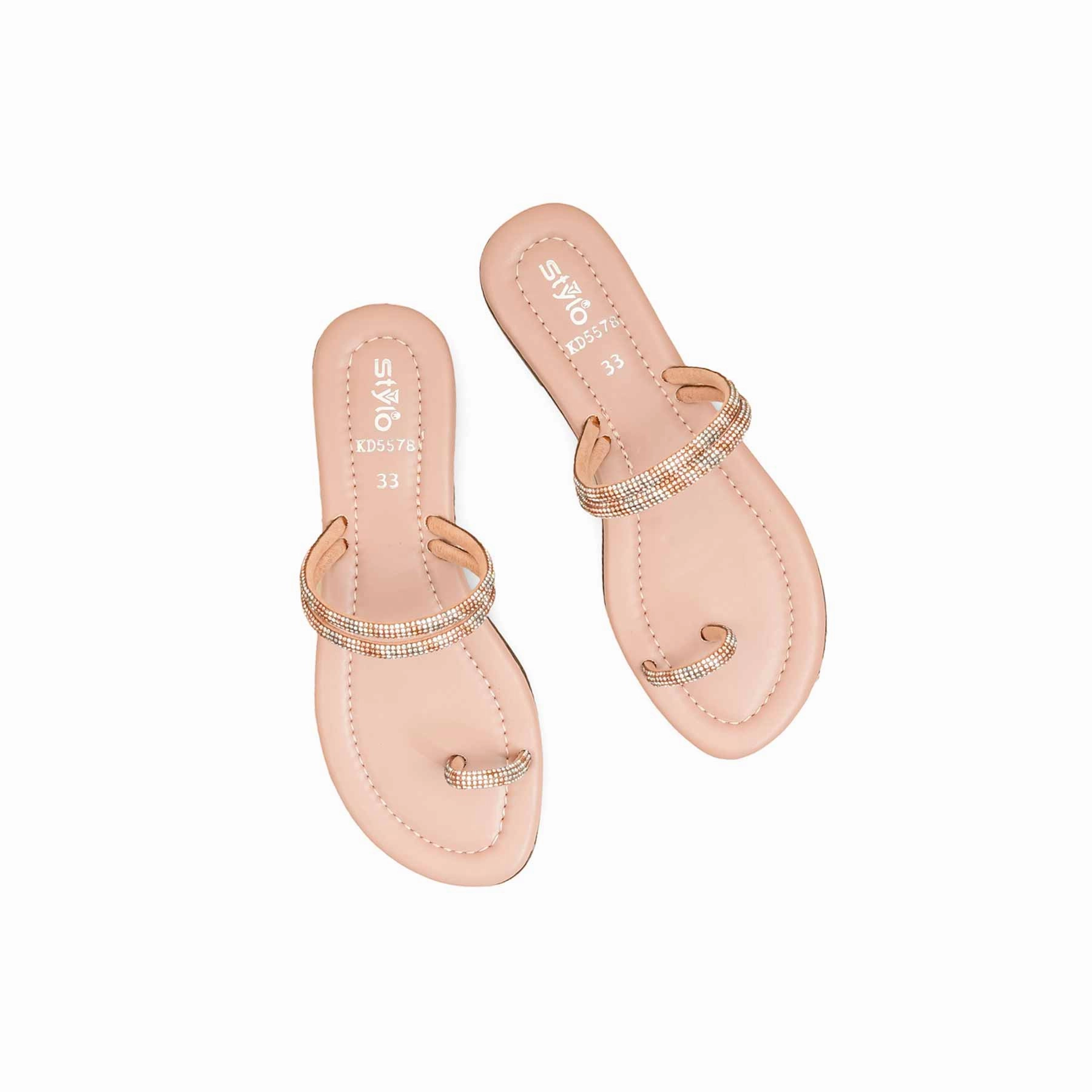 Girls Pink Fancy Slipper KD5578 Folkee Sheepskin Slippers