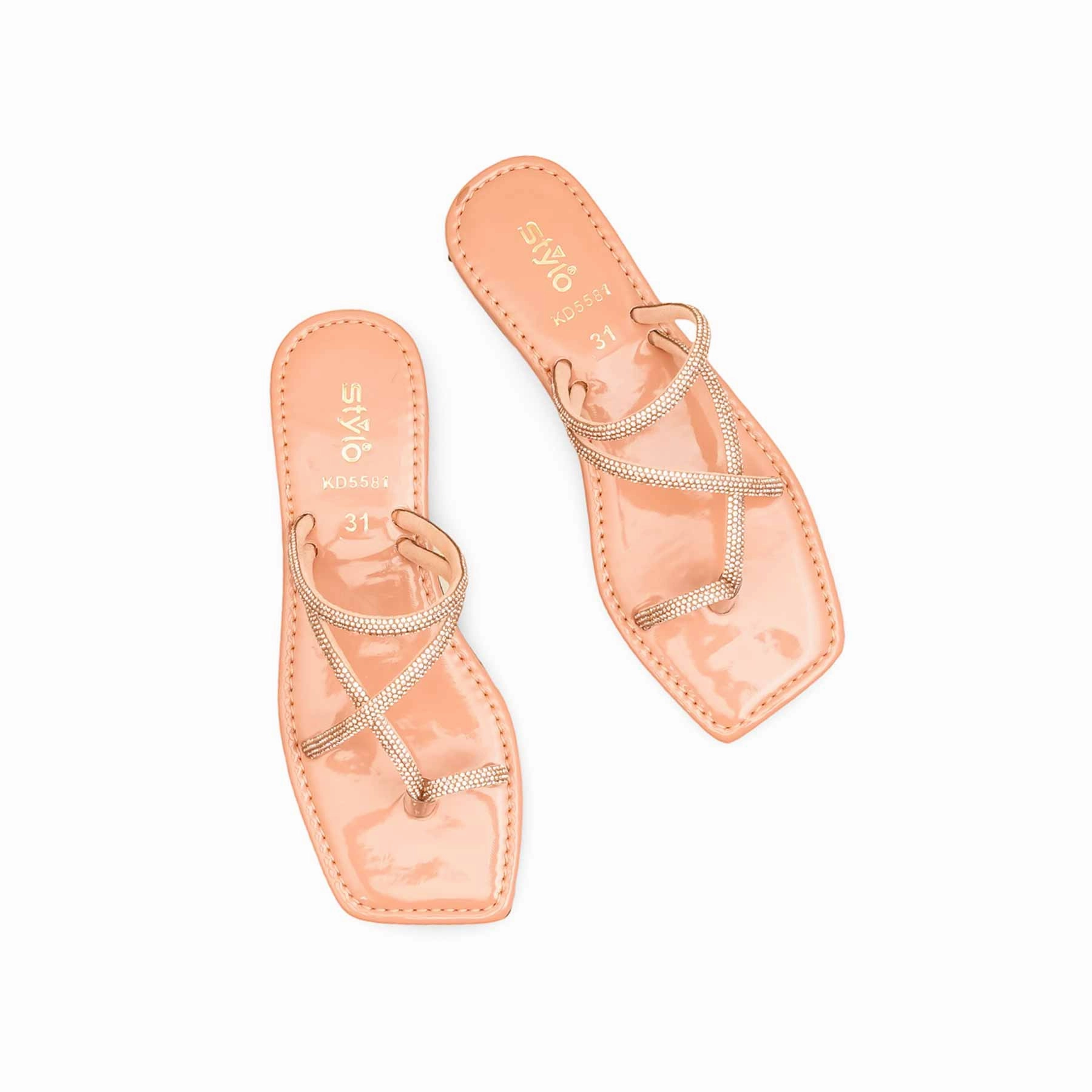 Girls Pink Fancy Slipper KD5581 Braid Fur Clog Platform Slippers