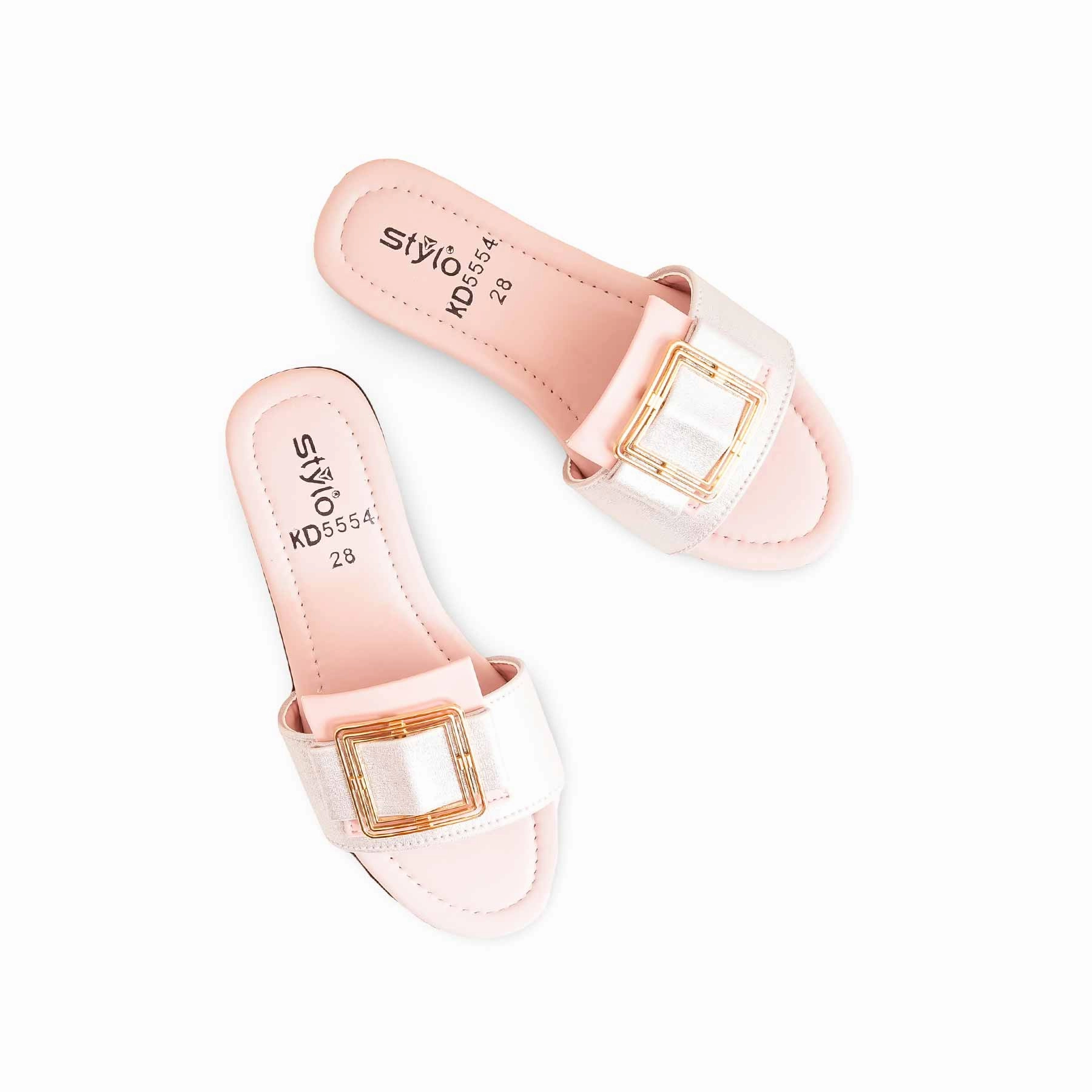Slides With Cushion Girls Pink Formal Slipper KD5554