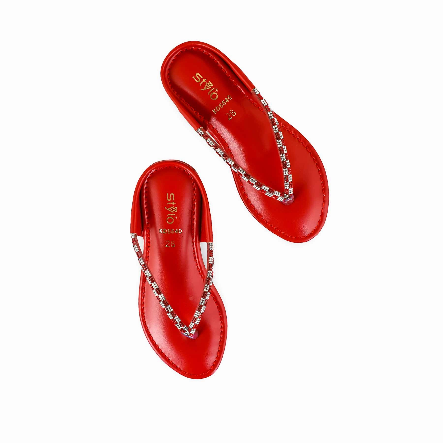 Toddler Gripper Slippers Girls Red Casual Slipper KD5540