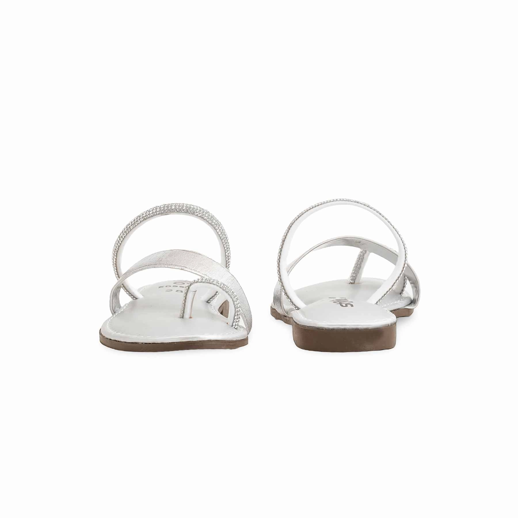 Slippers Brand With Nut Logo Girls Silver Casual Slipper KD5529