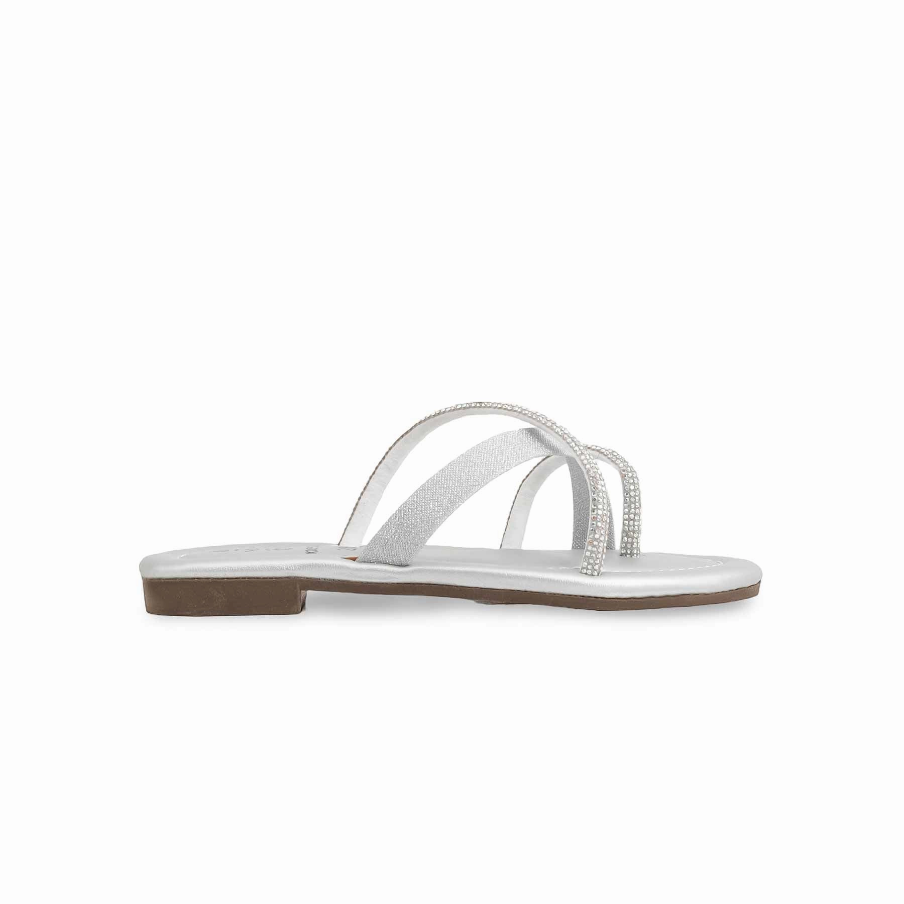 Xmas Slippers Girls Silver Fancy Slipper KD5532