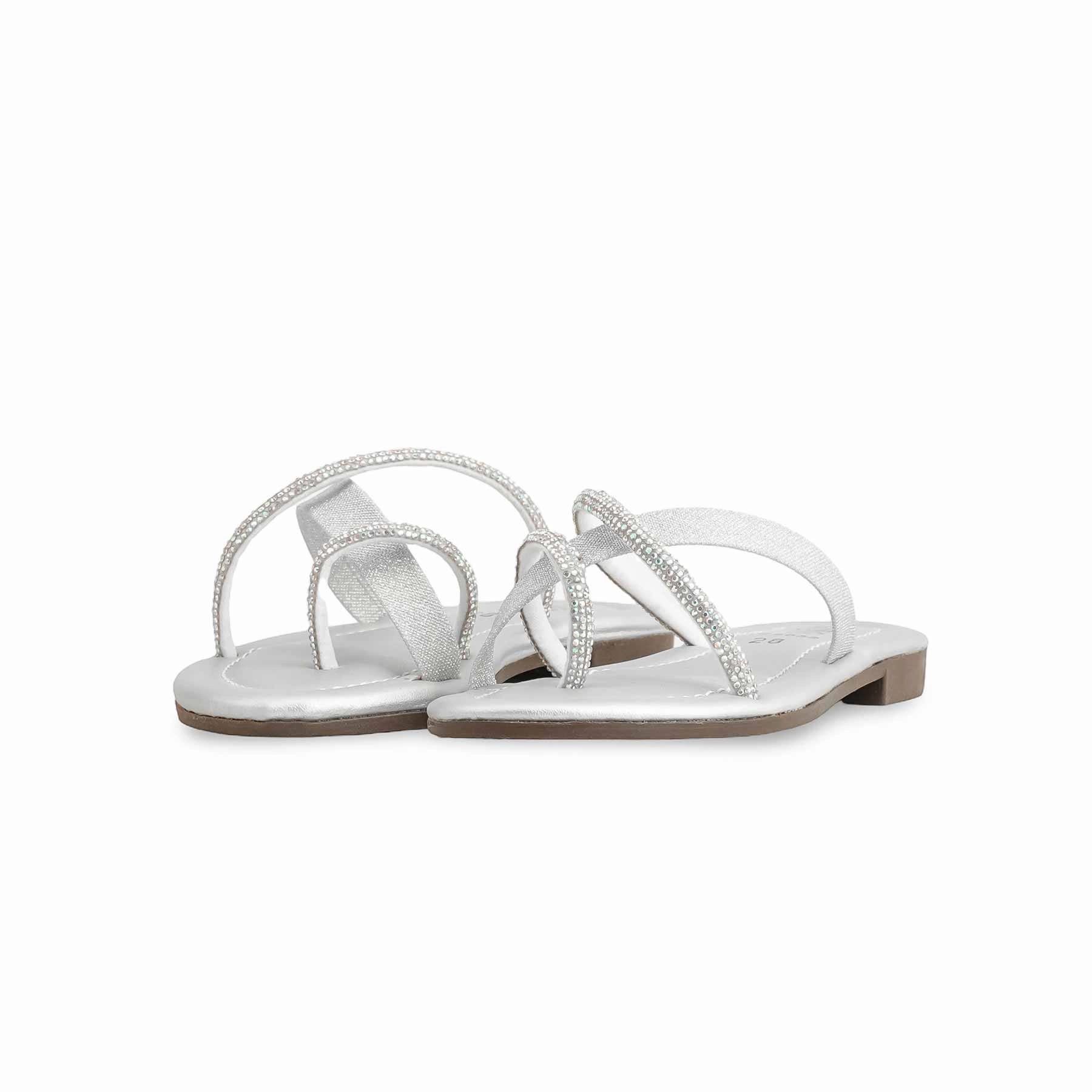 Girls Silver Fancy Slipper KD5532 Sock Like Slippers