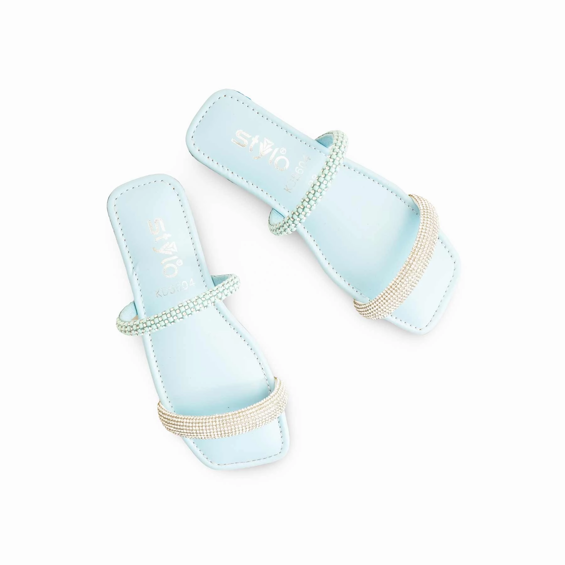 Girls Sky Blue Formal Slipper KD5604 Baguette Slippers