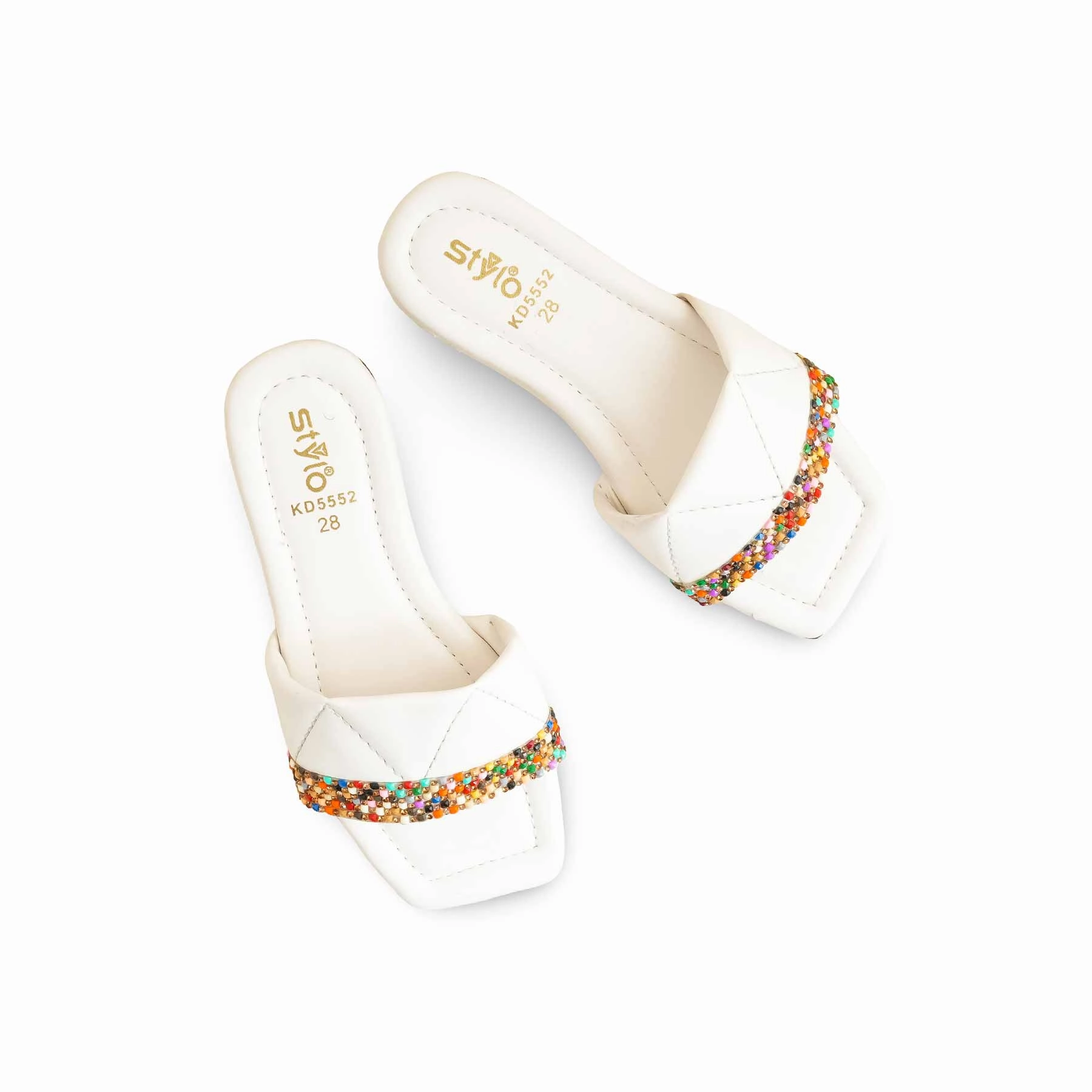 Girls White Casual Slipper KD5552 Kooba Slippers