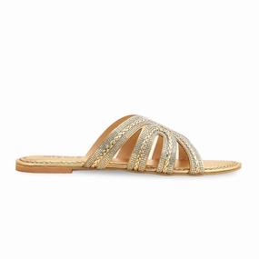 Golden Fancy Slipper For Ladies FN7937 Coquette Slippers