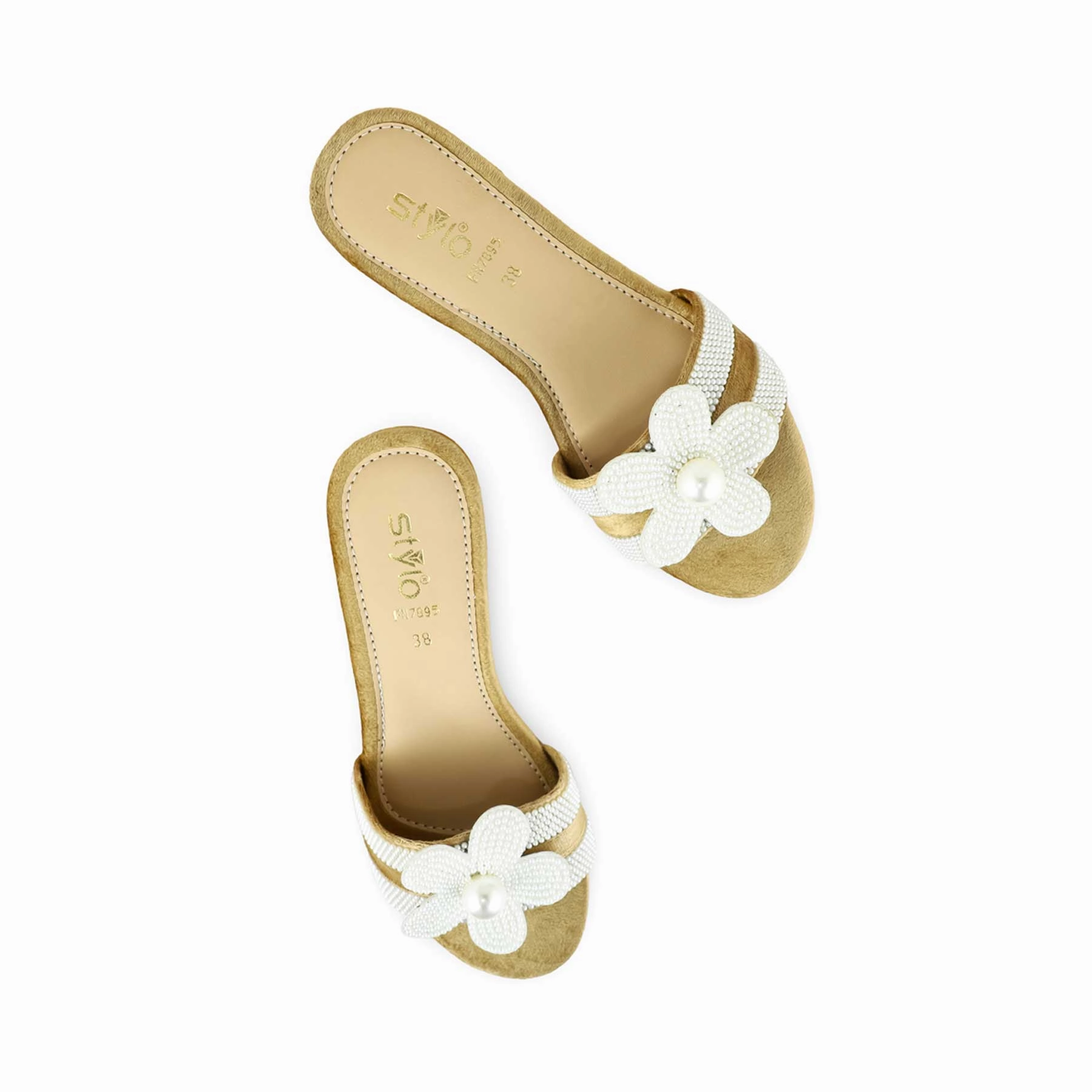 Slides 2 Golden Fancy Slipper For Women FN7895