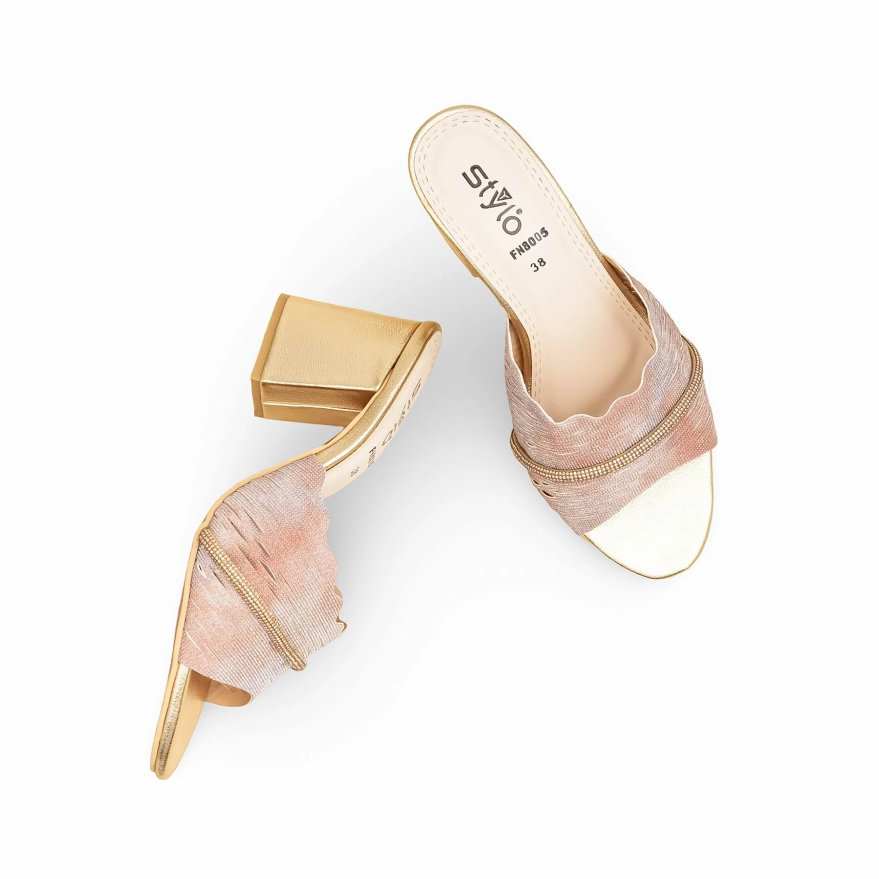 Gold High Heel Shoes Golden Fancy Slipper For Women FN8005