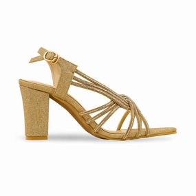 High Heel Sandals Strappy Golden Fancy Women Sandal FN6082