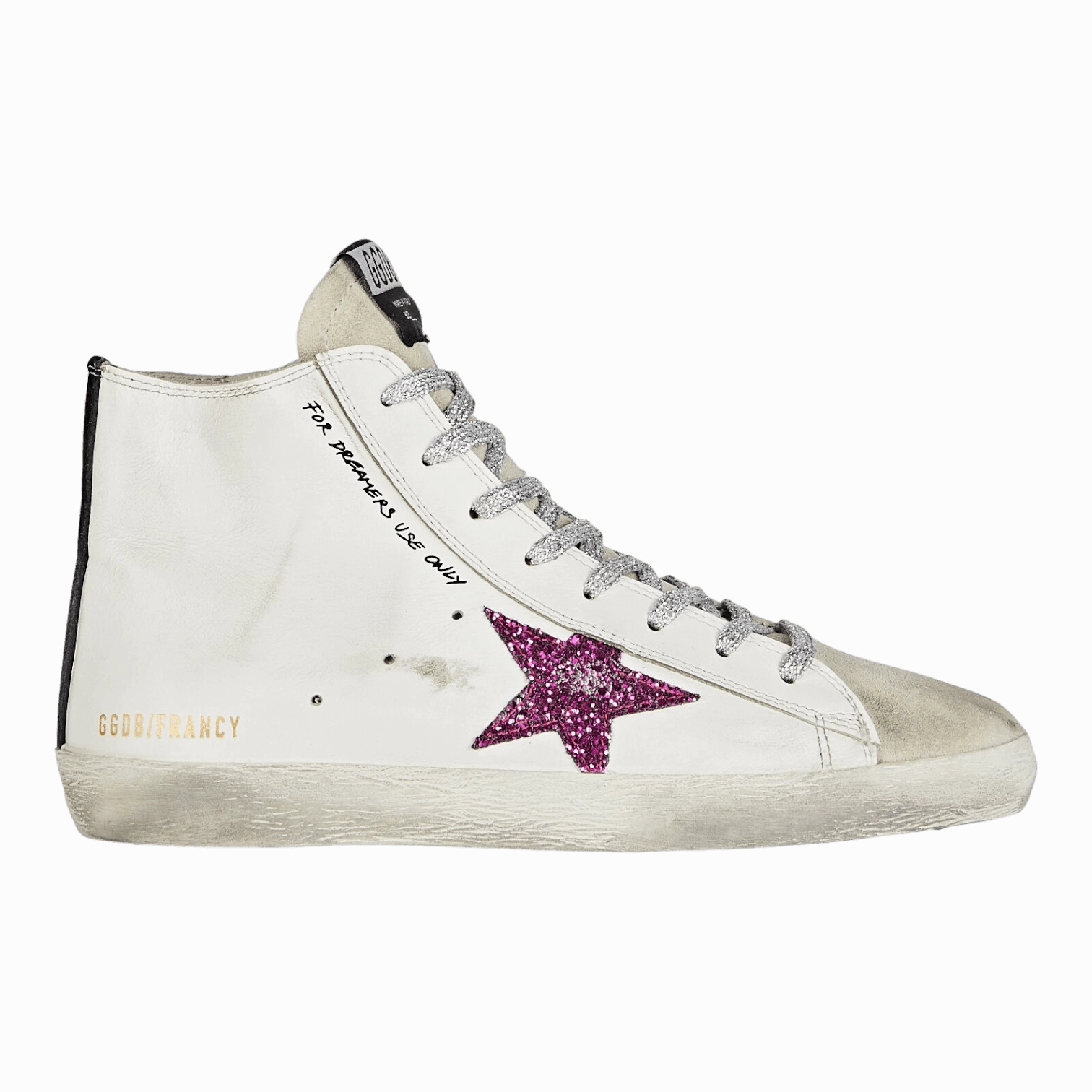 Ballet Pointe High Heels Golden Goose Francy Leather Upper Suede Toe and Heel Glitter Star GWF00113.F001913.10733