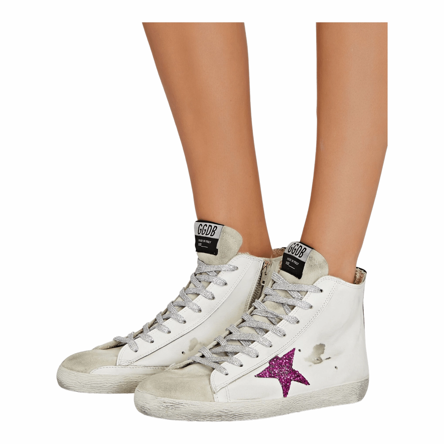 High Heeled Sneaker Golden Goose Francy Leather Upper Suede Toe and Heel Glitter Star GWF00113.F001913.10733