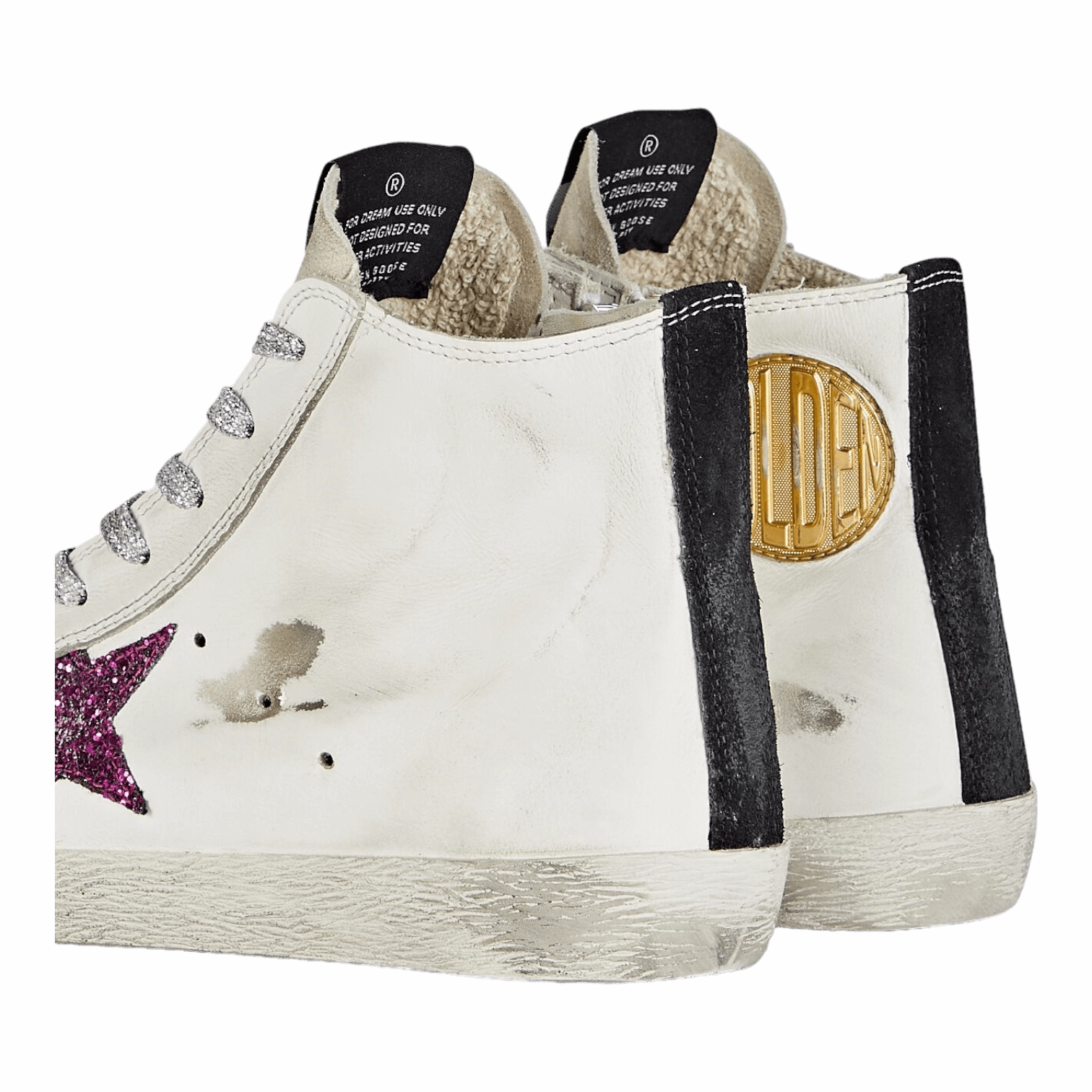 Golden Goose Francy Leather Upper Suede Toe and Heel Glitter Star GWF00113.F001913.10733 Comfortable High Heels For Walking