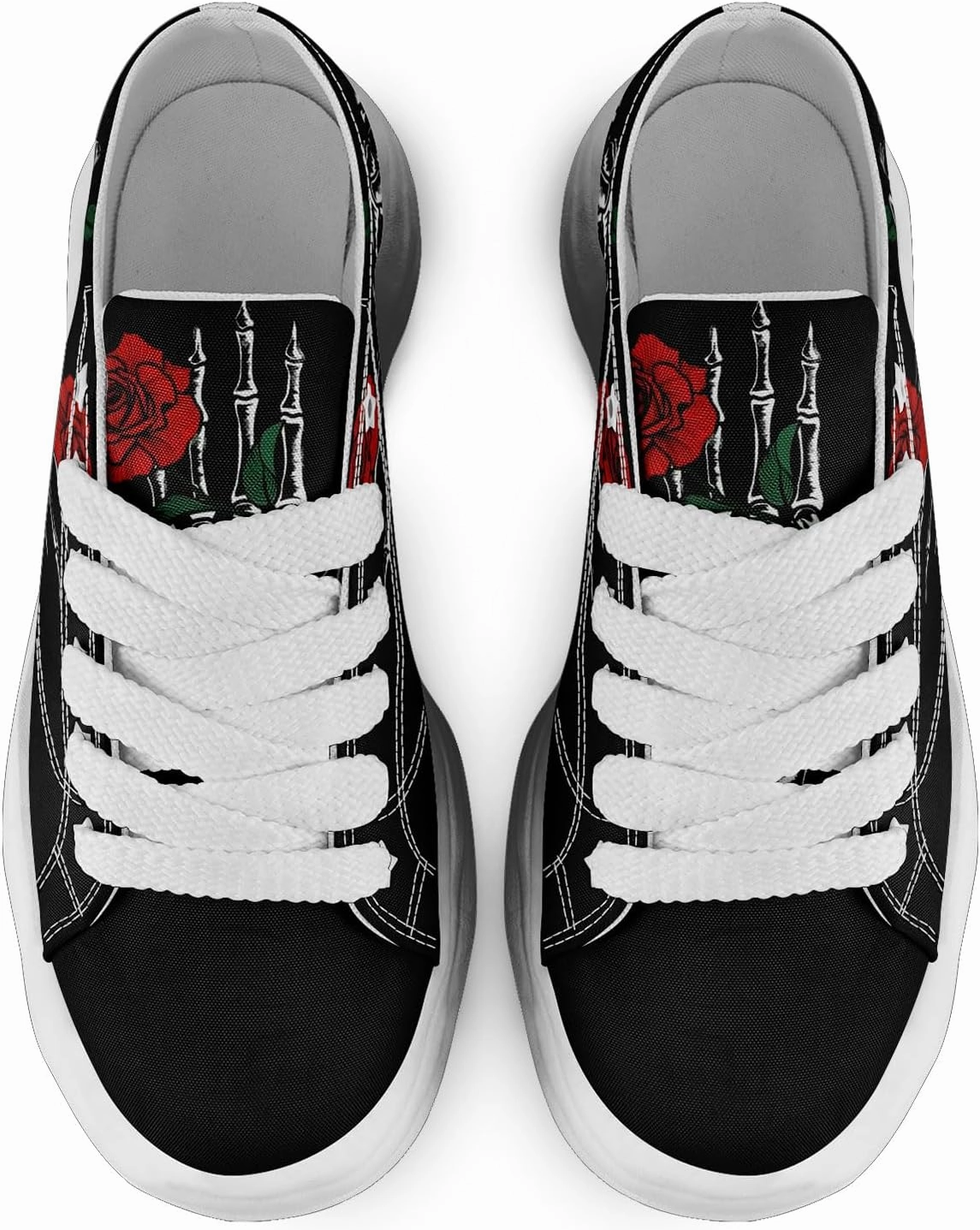 Gothic Skelton Hand Rose Fashion Sneakers for Women | Streetwear Trendy Comfort Walking Shoes