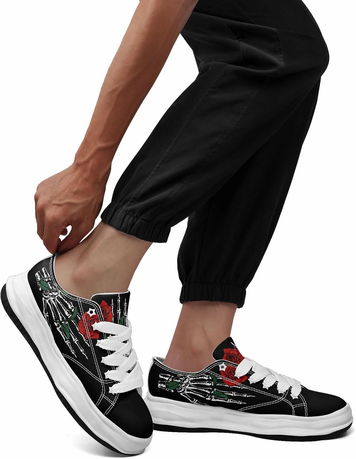 Gothic Skelton Hand Rose Fashion Sneakers for Women | Streetwear Trendy Comfort Walking Shoes