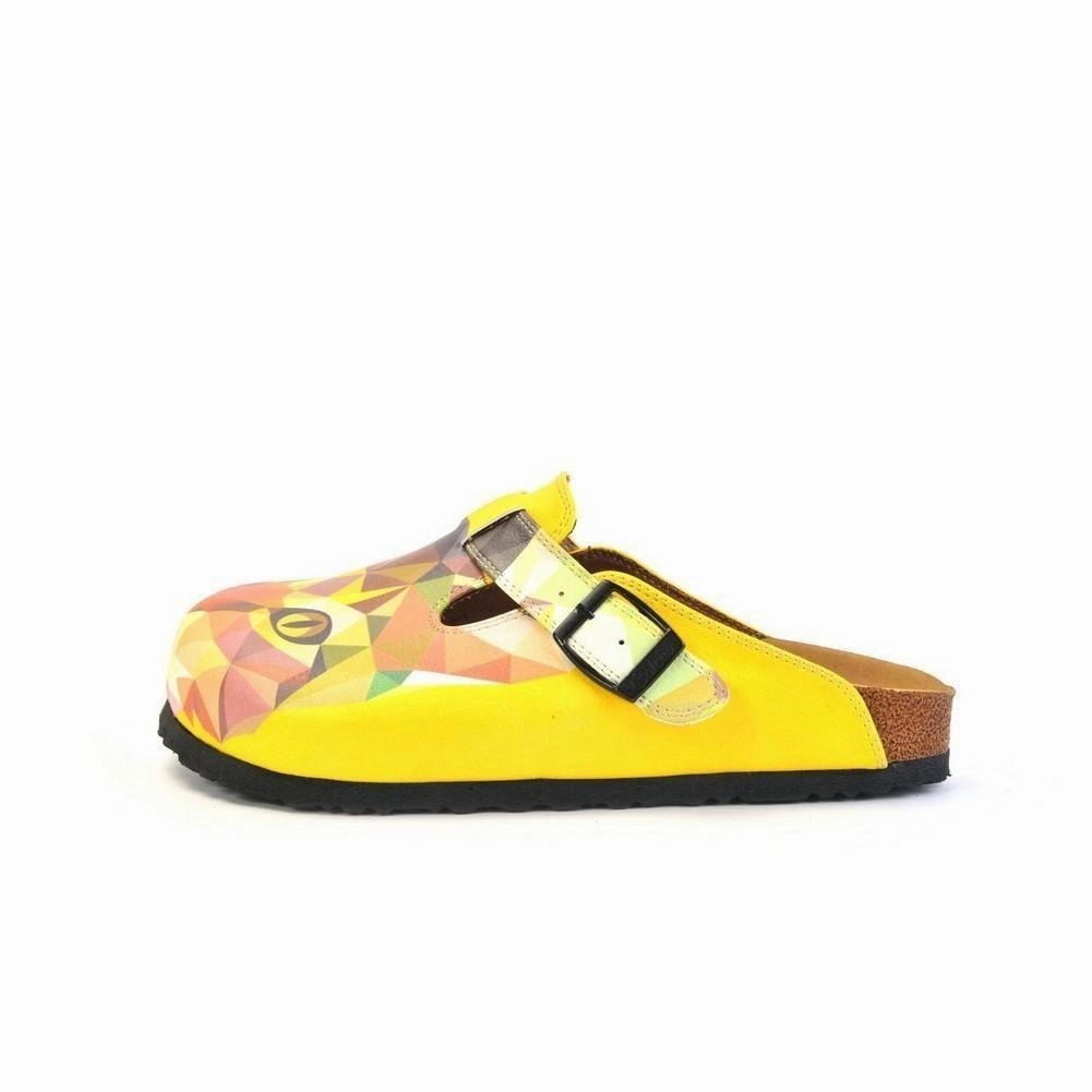 Green and Yellow Colored, Polygon Patterned Dog and Cat Patterned Clogs - WCAL366 Ruby Heel Shoes