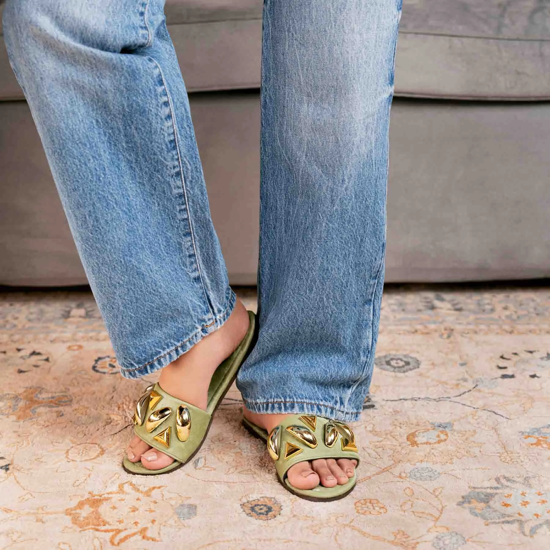 Green Casual Women Slipper CL2073 Shoes Feet