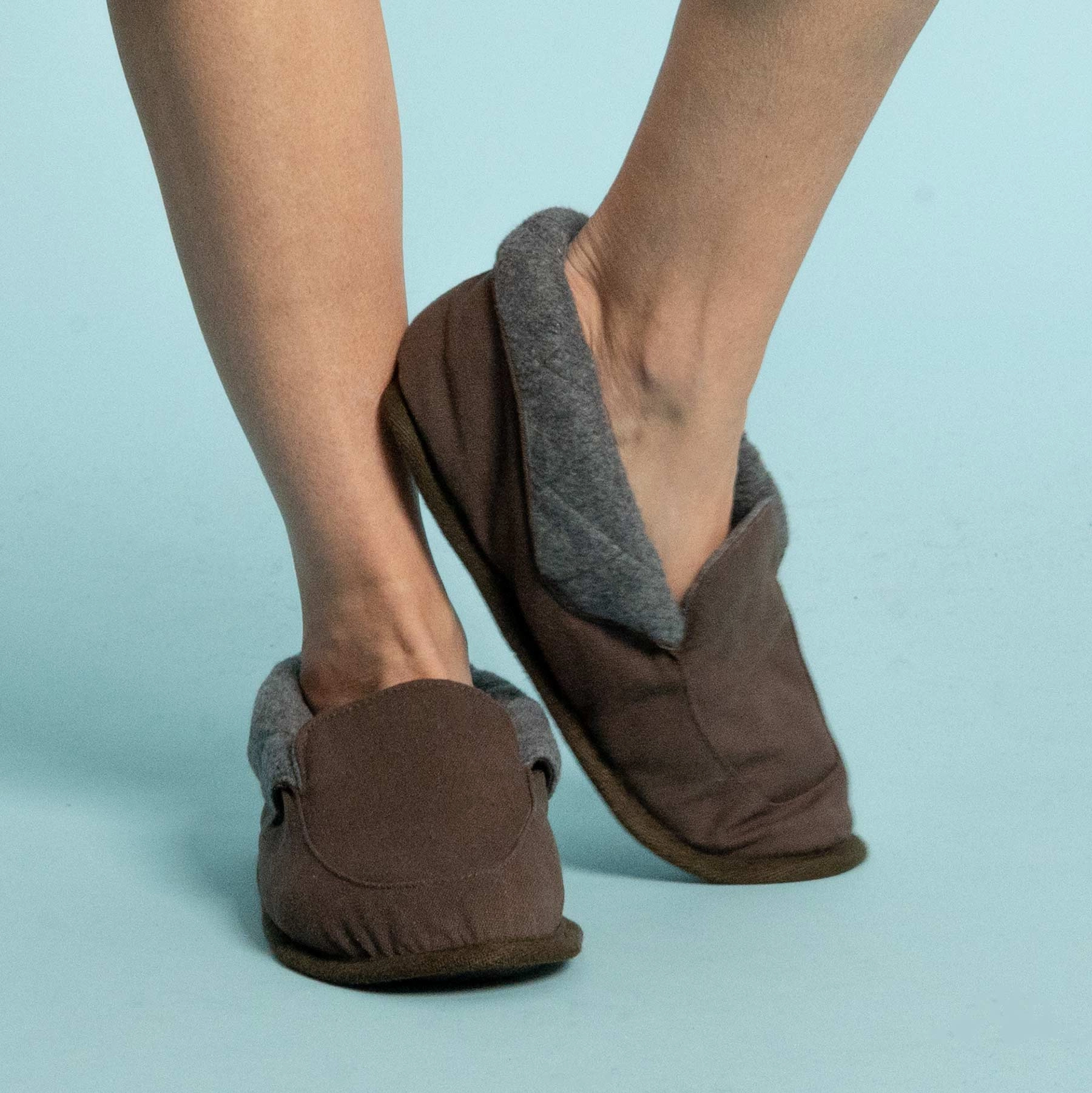 Dark Brown Slippers GREENLAND Elastic-Free 100% Organic Cotton House Shoe Slippers (OC Thread, OC Fleece Lining, Elastic-Free, Synthetic-Free) (100% Biodegradable)