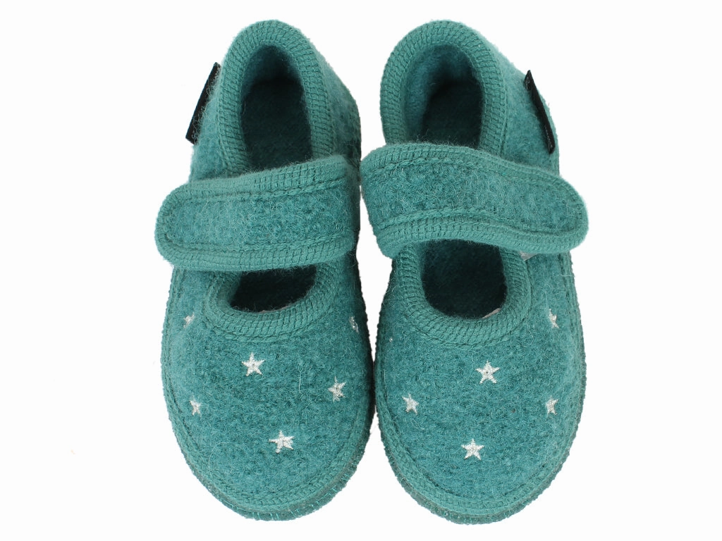 Haflinger Children's slippers Starlight Green Wool Sock Slippers