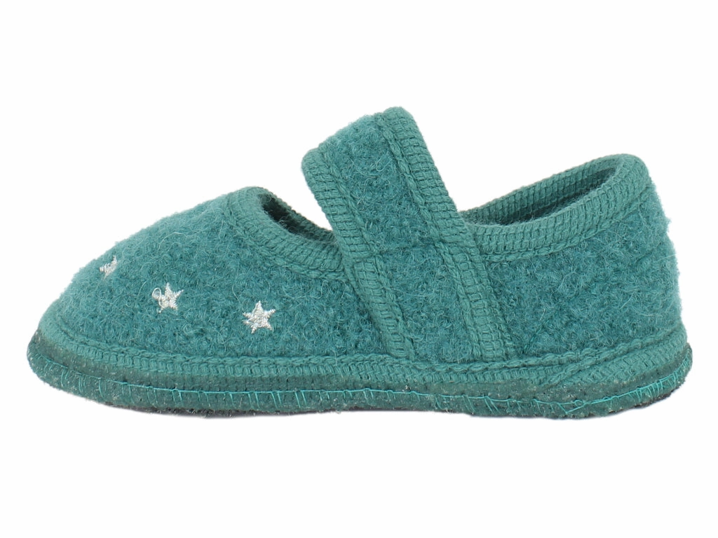 Slide Sandals Heel Haflinger Children's slippers Starlight Green