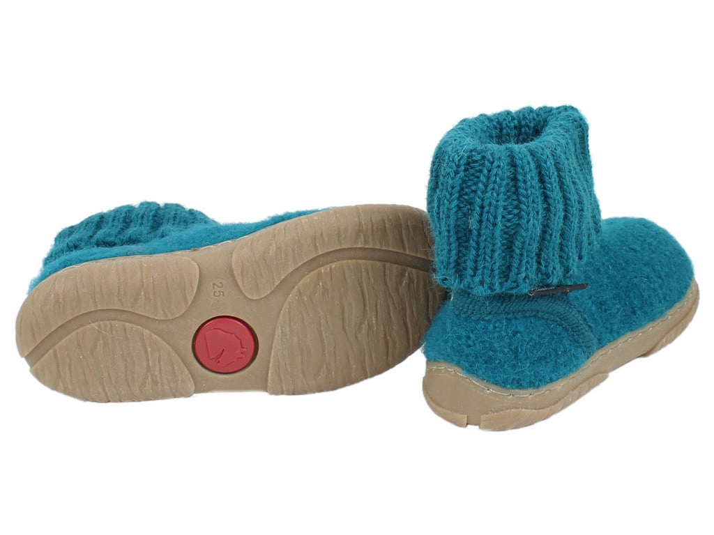 Haflinger Children's slippers Toni Petrol Raffia Slides