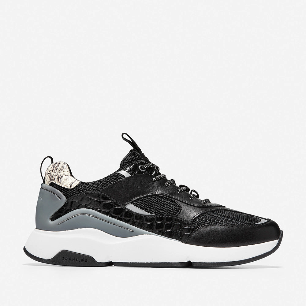 Cole Haan ZERGRAND City Trainer Black/Croc Print/Optic White Casual Slip On Shoes Uk