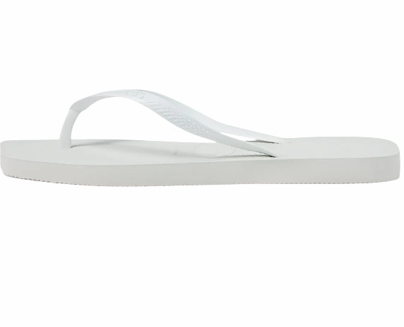 Havaianas Women Slim Flip Flop Sandal, White Smoothy Leather Flip Flops