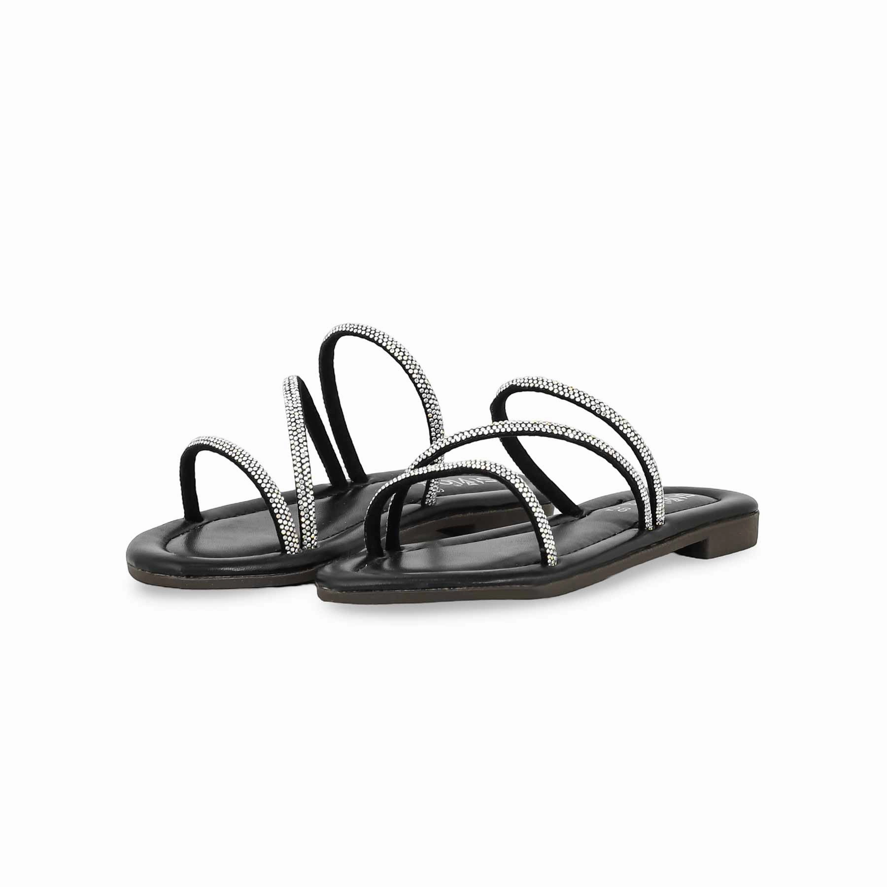 Girls Black Casual Slipper KD5533 Hearts Slippers