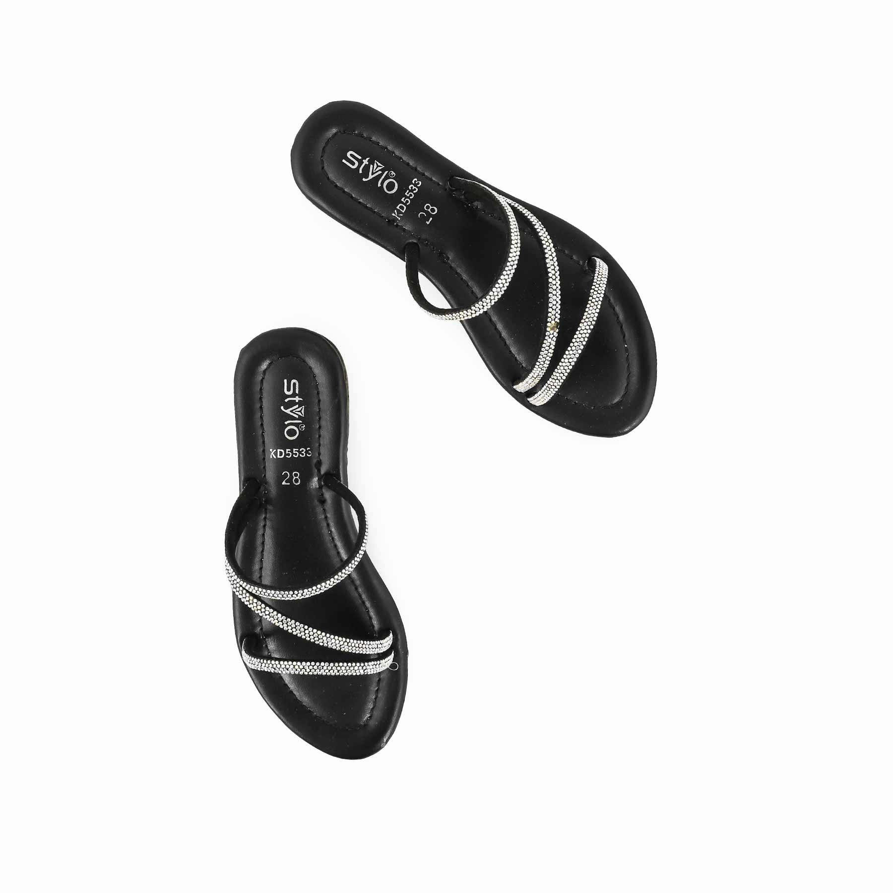 Girls Black Casual Slipper KD5533 Non Skid House Slippers