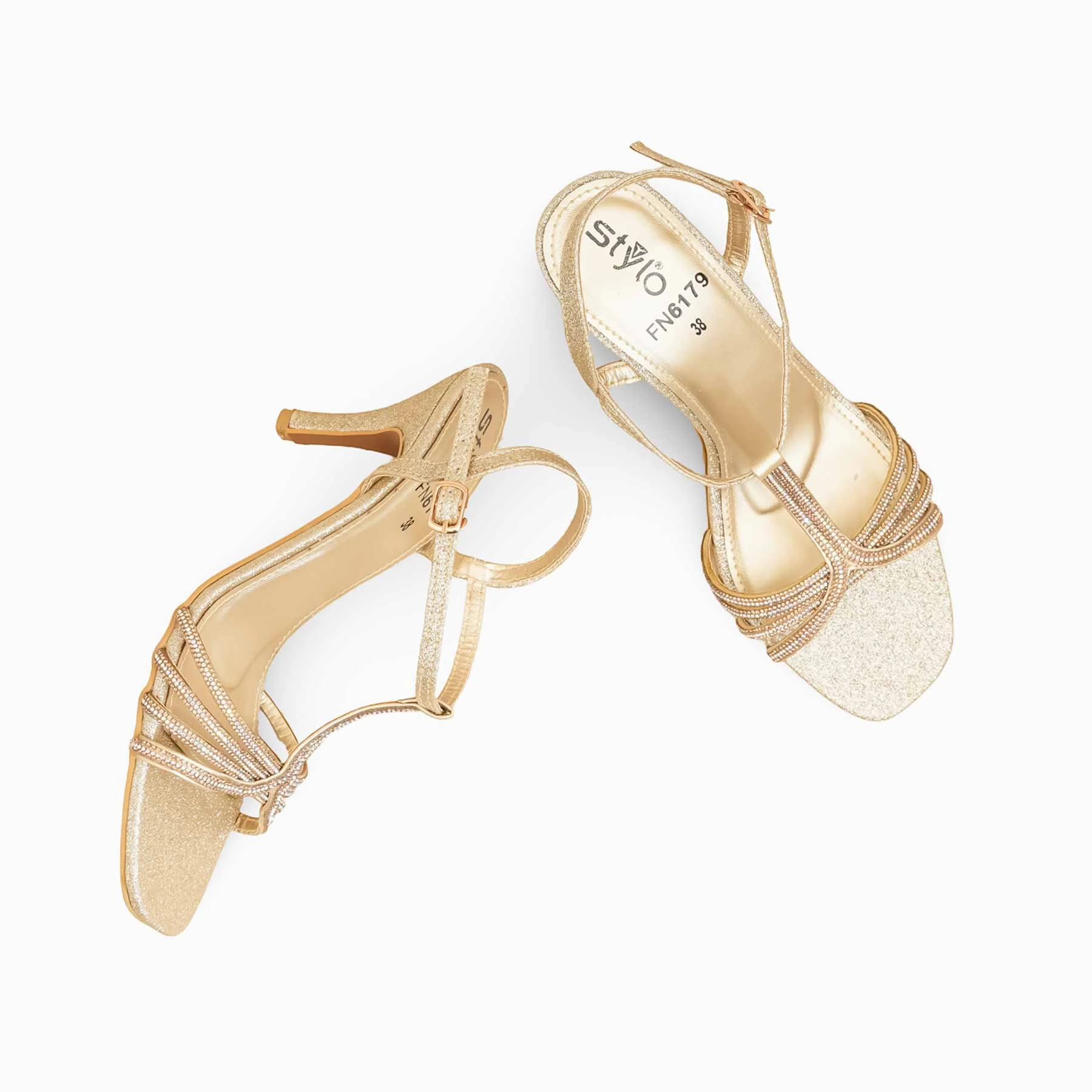 High Heel T Strap Sandals Golden Fancy Women Sandal FN6179