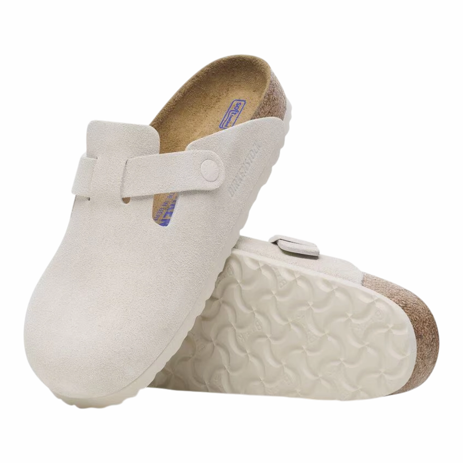 Birkenstock Boston BS Suede Leather - Antique White 1027667 Vionic Slip On > Slip On