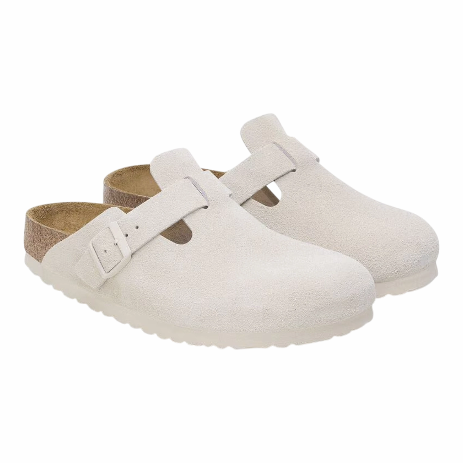 Birkenstock Boston BS Suede Leather - Antique White 1027667 Quilted Slip On Sneakers
