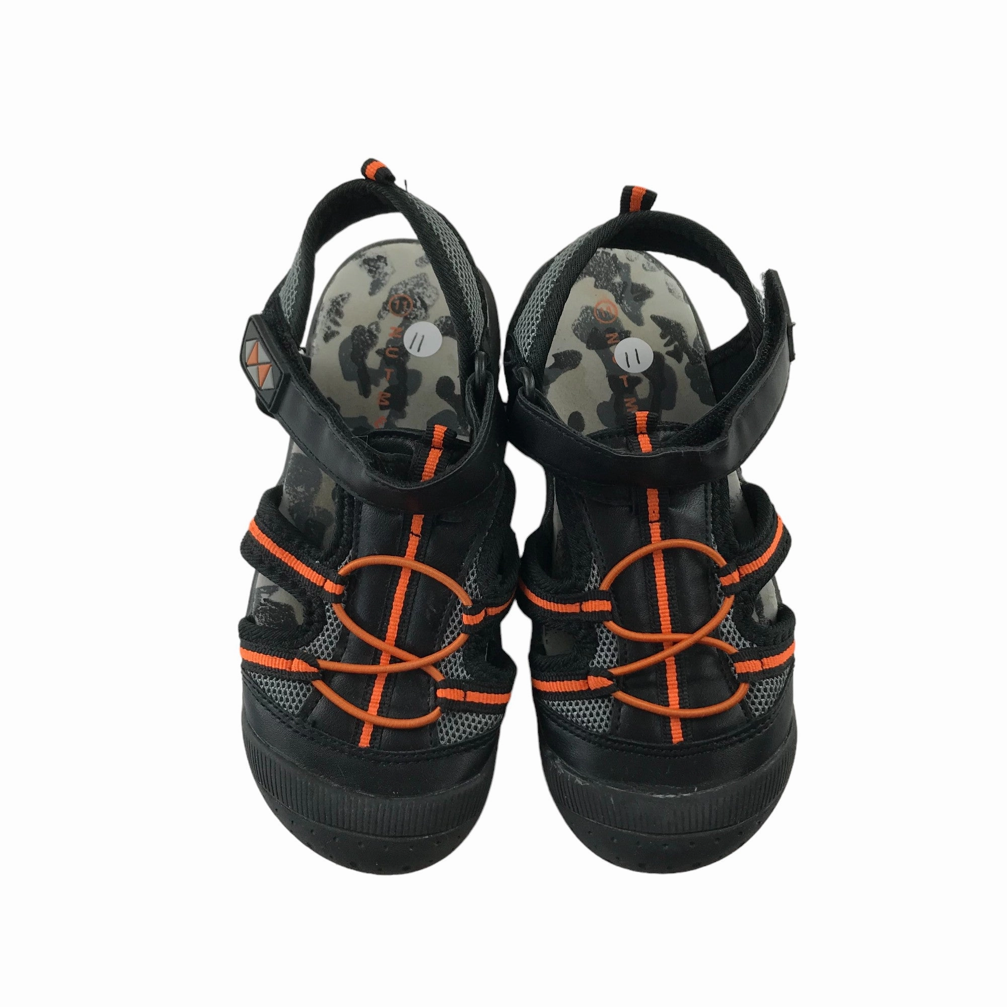 Bedrock Sandals Nutmeg Sandals Shoe Size 11 Junior Black and Orange Walking Sandals with Straps