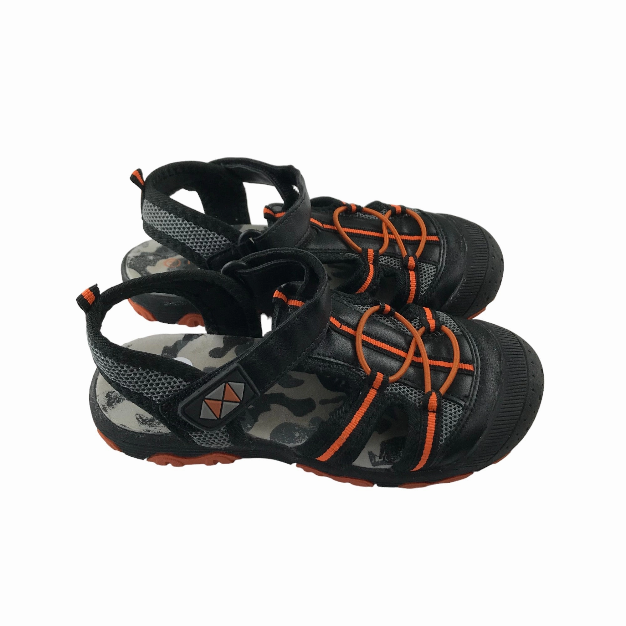 Nutmeg Sandals Shoe Size 11 Junior Black and Orange Walking Sandals with Straps Fashion Comfort Sandals