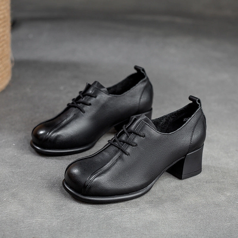 Women Soft Leather Minimalist Chunky Heel Casual Shoes Jordan Nu Retro Low Casual Shoes