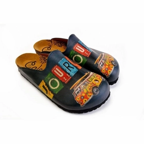 Colorful Journey Written and Colorful Flowers Caravan Patterned Clogs - CET103 High Heels Cm