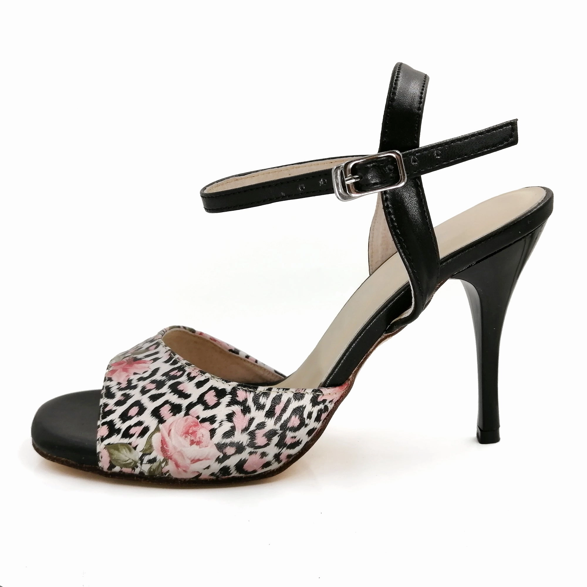 Tango Shoes Women for Dancing High Heel Dance Sandals Leather Sole Leopard High Heels Stiletto