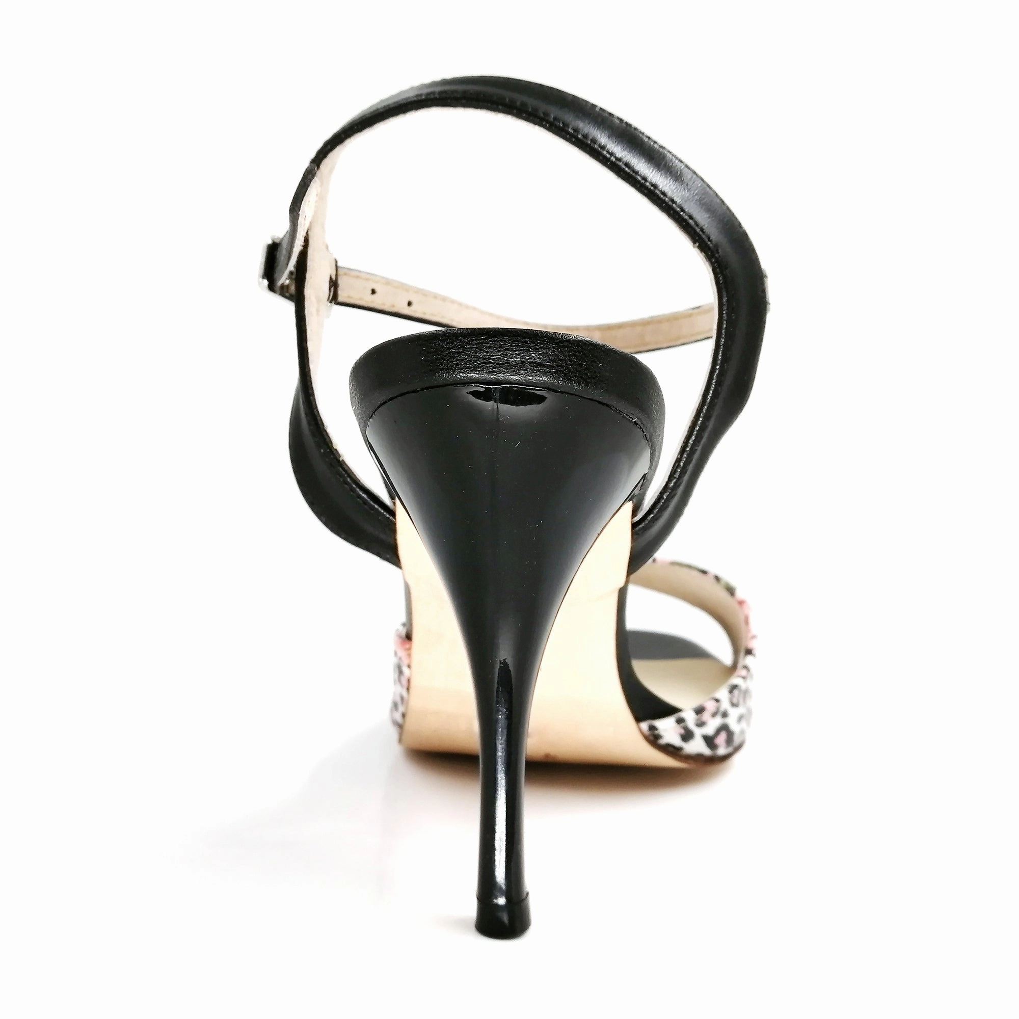 Tango Shoes Women for Dancing High Heel Dance Sandals Leather Sole Leopard High Heel Tips