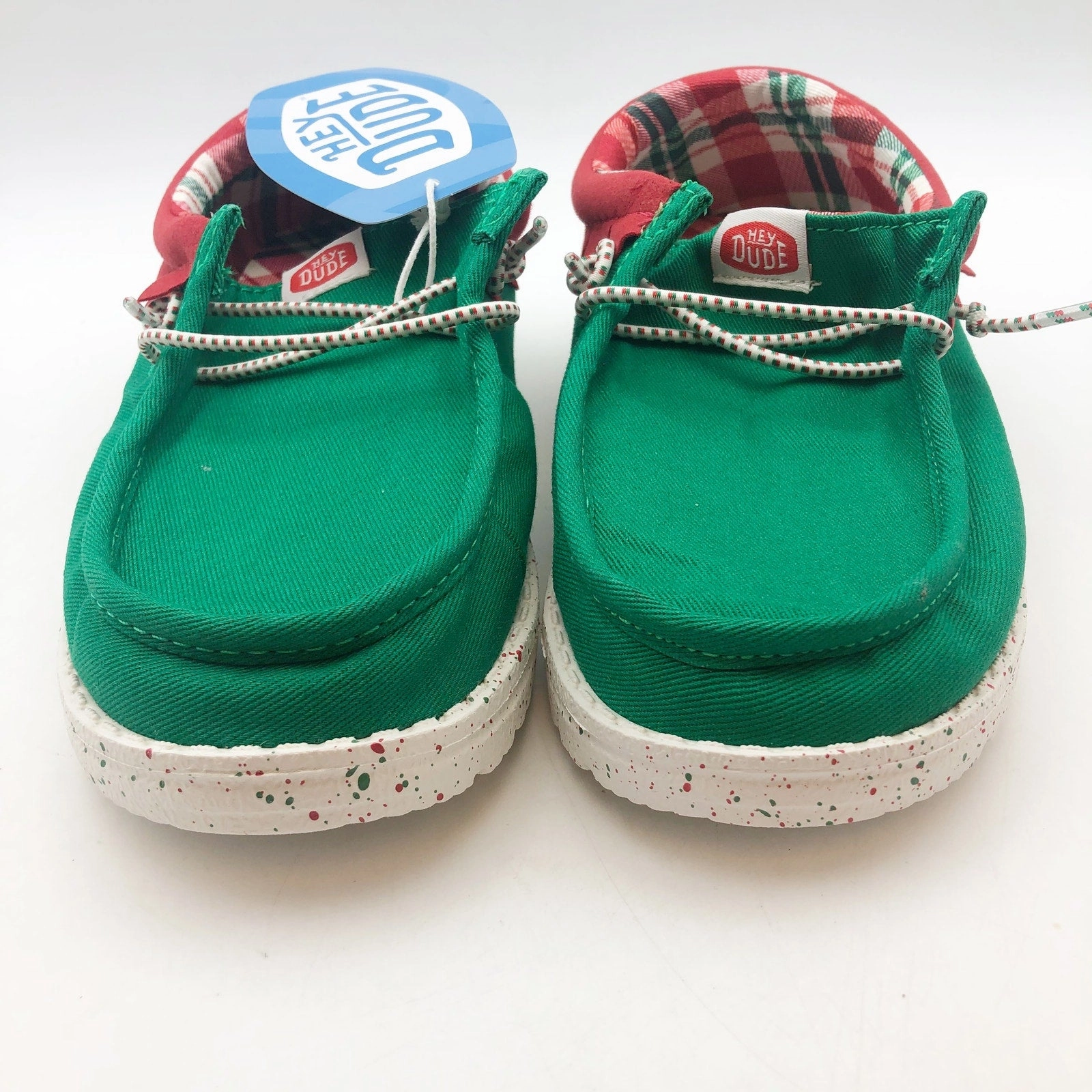 Baby's First Walking Shoes Hey Dude Boys Wally Holiday Elf Slip-On Casual Shoes Size 3 Green Red NWOB