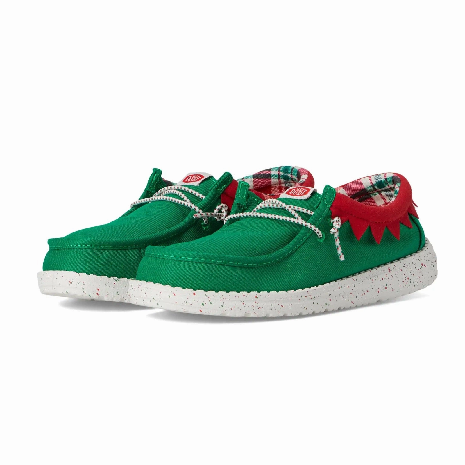 Hey Dude Boys Wally Holiday Elf Slip-On Casual Shoes Size 5 Green Red NWOB Hoka Walking Shoe