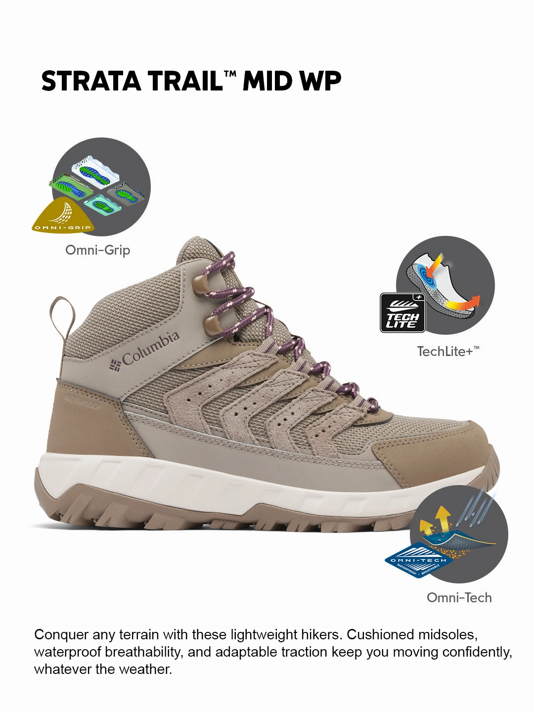 Magellan Hiking Boots Columbia Women Brown OmniGrip Strata Trail Waterproof Hiking and Trekking Shoes