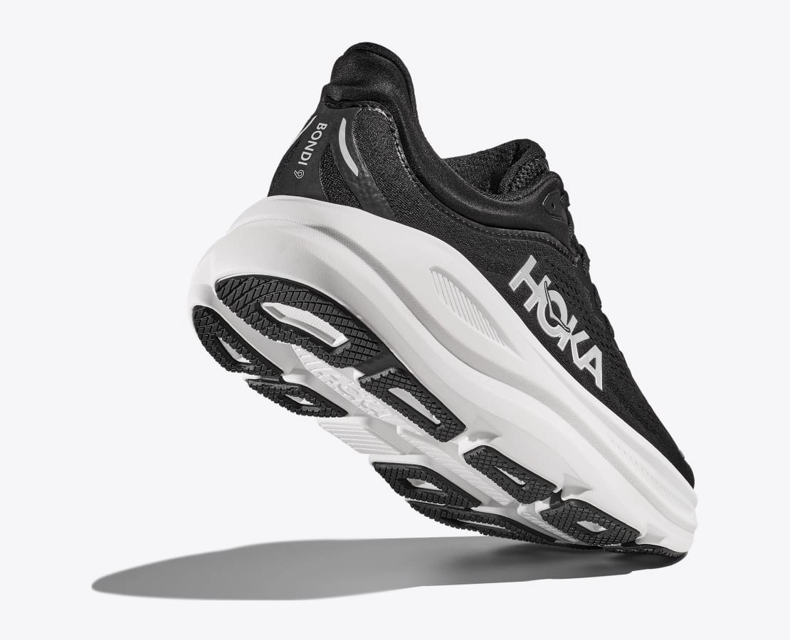 Hoka Bondi 9 cushioned Runing Shoe For Women Black/White Image Of Heels