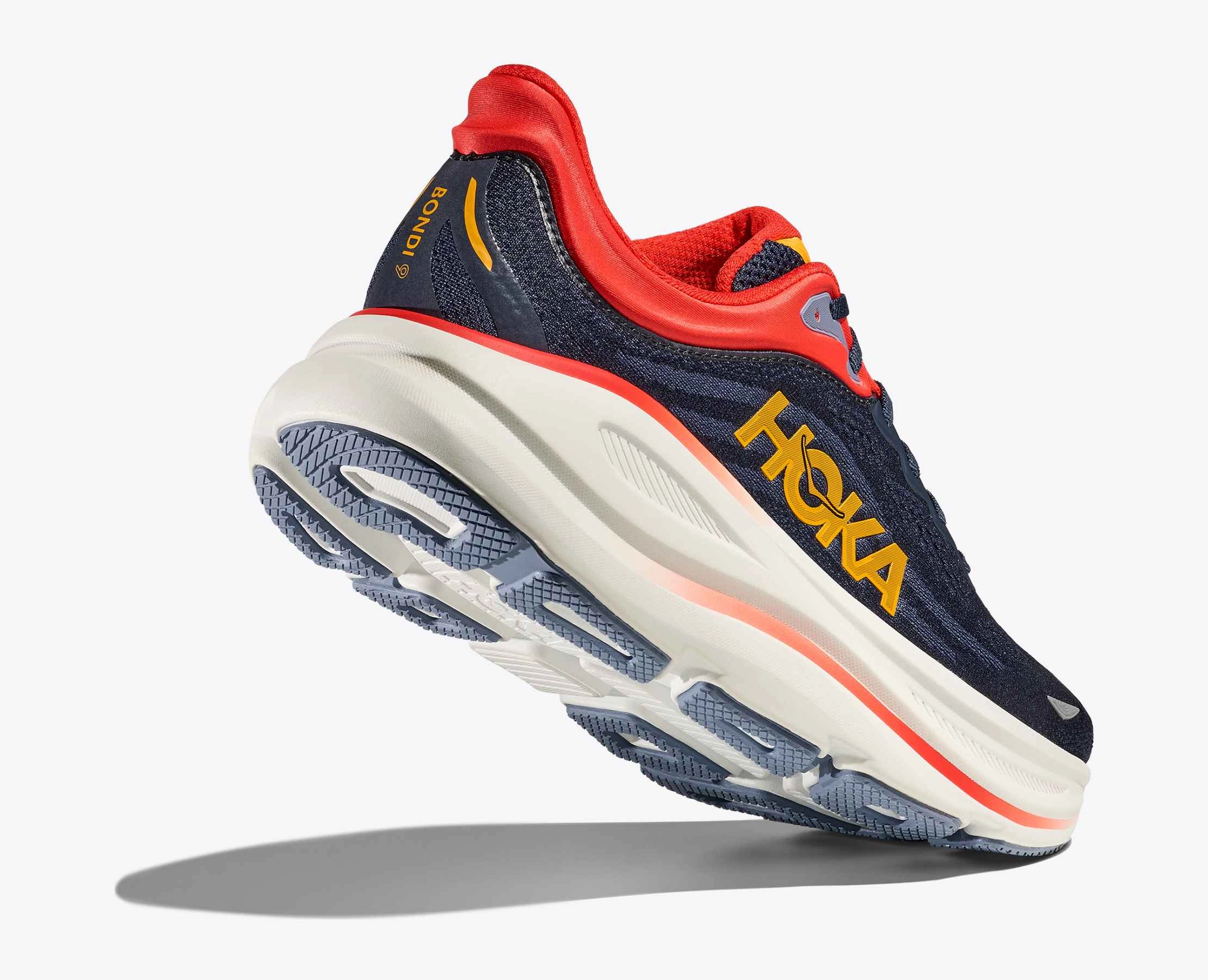 Brown And White Casual Shoes Hoka Bondi 9 Men Cushioned Runing Shoes, Varsity Navy/Nautical Blue