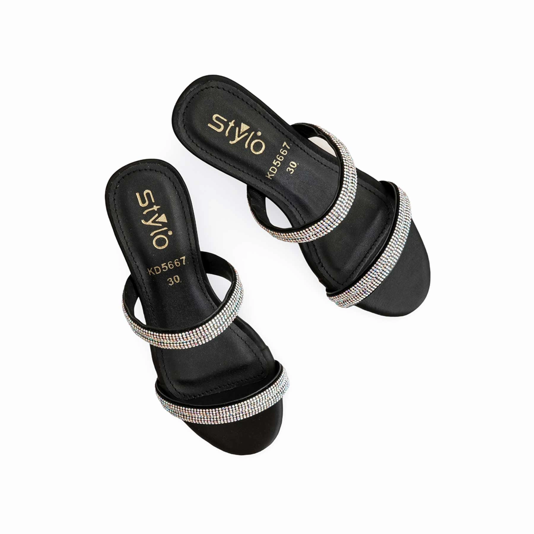 Leather Soles For Knitted Slippers Girls Black Fancy Slipper KD5667