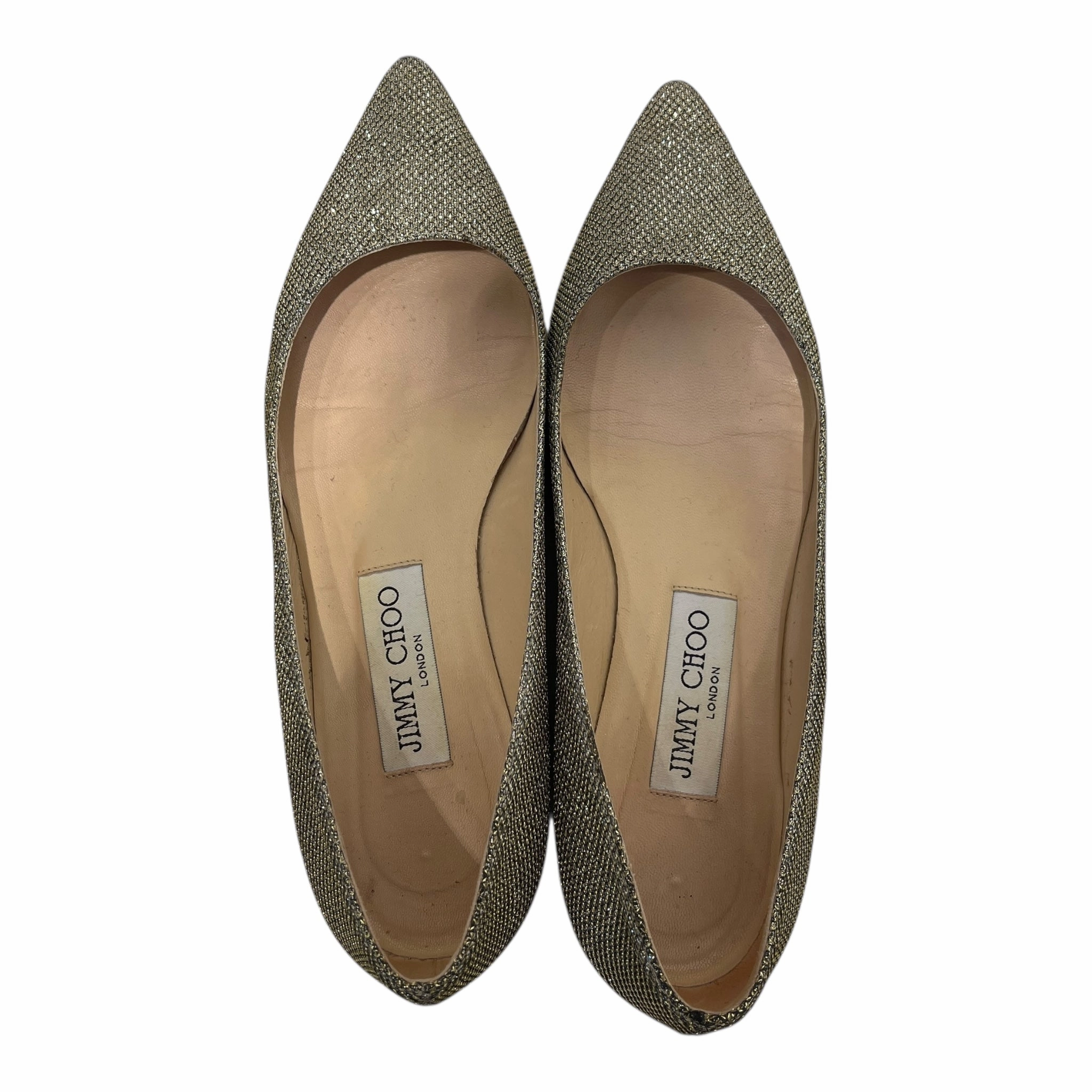 Comfy Ballet Flat Shoes JIMMY CHOO/Flat Shoes/US 6/Iridescent/Leather/GLD/POINTY FLAT