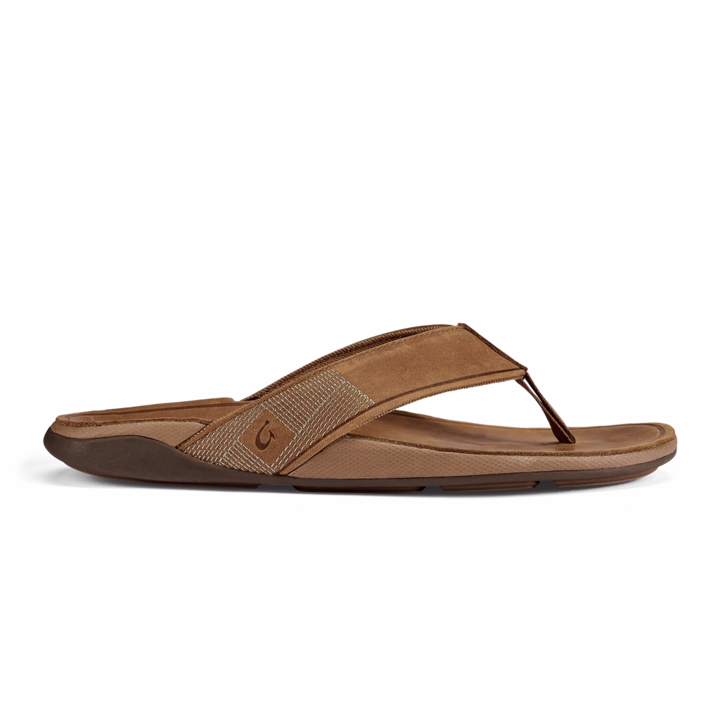 Tuahine Men's Waterproof Leather Beach Sandal Dora Flip Flops