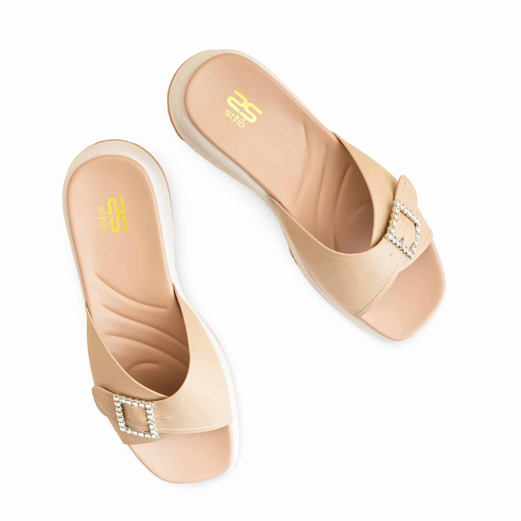 Essie Nail Varnish Slippers Khaki Formal Slipper For Women PU0377