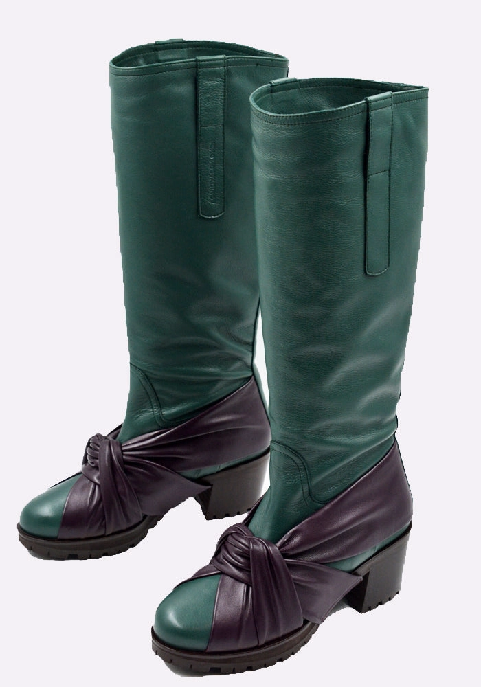 KIKO KOSTADINOV WOMEN KKWAW24FT03-155 KNOTTED RIDING BOOTS GREEN/GREEN Barefoot Summer Boots