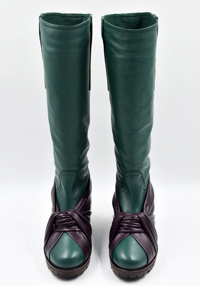KIKO KOSTADINOV WOMEN KKWAW24FT03-155 KNOTTED RIDING BOOTS GREEN/GREEN Paris Texas Anja Boots